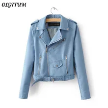 Olgitum Горячая распродажа! Новая модная женская куртка из искусственной кожи 5 цветов Женская Повседневная тонкая короткая куртка для мотоцикла пальто для женщин