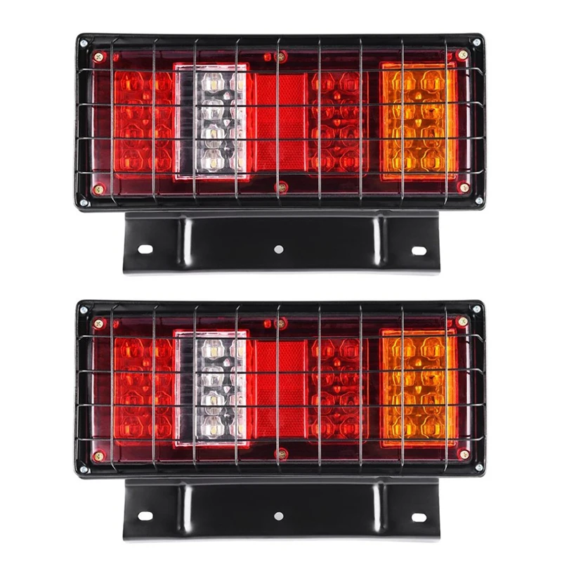 

1Pair 32LED Car Rear Tail lights with Iron Net Red Stop Brake Light for 12V 24V Truck Van Trailer Lorry