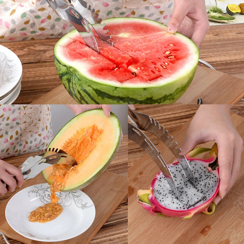 

1 PCS Watermelon Slicer & Serve Perfect In Stainless Steel Easy Melon Slices To Collect Kitchenware Fruit and Corer
