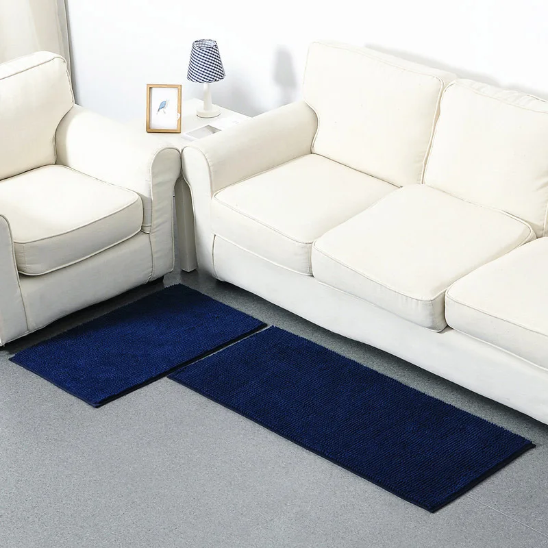Одноцветный коврик для ванной комнаты, кухни, впитывающий Противоскользящий коврик, коврик для софы для гостиной, два предмета, Короткие Плюшевые шенильские Ковровые Коврики