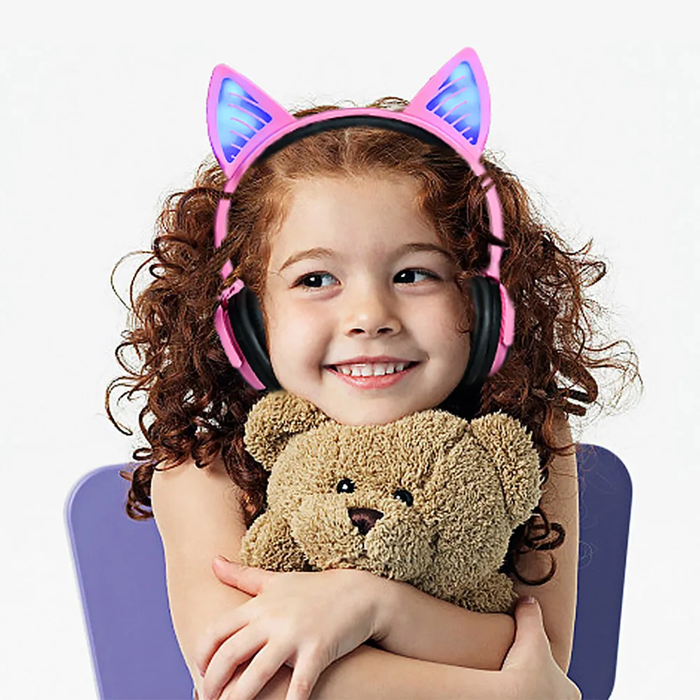 Беспроводные наушники AIYIMA Bluetooth складные мигающие с кошачьими ушками игровая