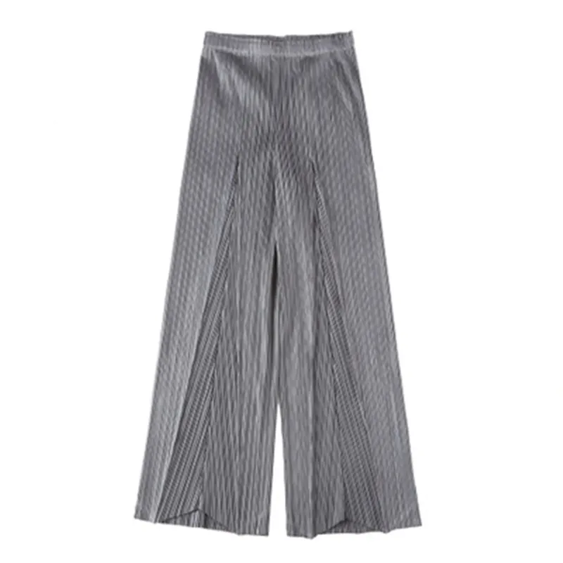 Miyake folds straight casual trousers loose pleated light blue large size wild ladies wide leg pants straight legs straight Miyake folds straight casual trousers loose pleated light blue large size wild ladies wide leg pants straight legs straight