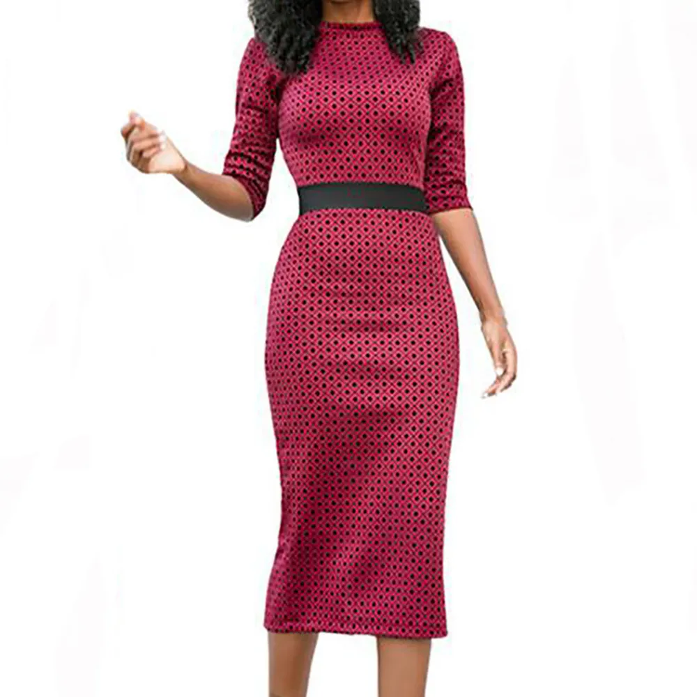 

Feitong Women Patchwork Geometric Print Split High Waist Party Evening Prom Swing 2018 Summer O-neck Casual Work Dress