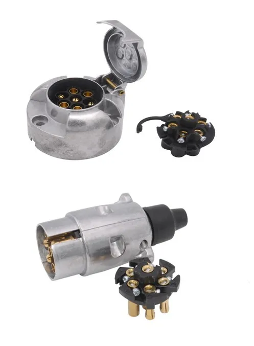 

1set 7 Pin Trailer Plug and 12V 7Pin Caravan Socket Sets Metal Trailer Connector Autopart European Standard Car Accessories