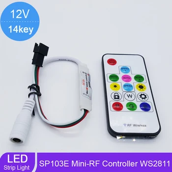 

2018 New mini 14key SP103E RF Controller for DC5V WS2812 DC12V WS2811 Dream Color LED Strip Light free shipping