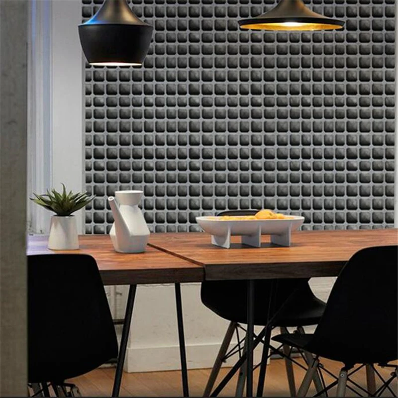 

beibehang papel de parede 3D solid cement gray mosaic lattice wallpaper clothing store tea shop restaurant cafe Nordic wallpaper