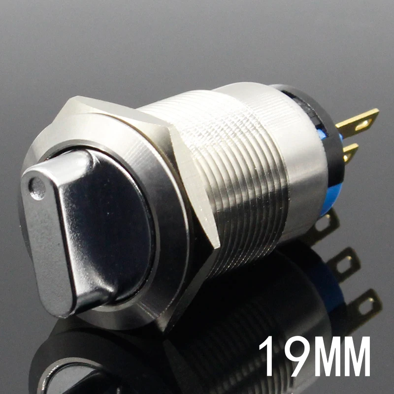 19mm 2 3 Position Switch Push Button Switch DPDT Metal selector Rotary Switch with Waterproof
