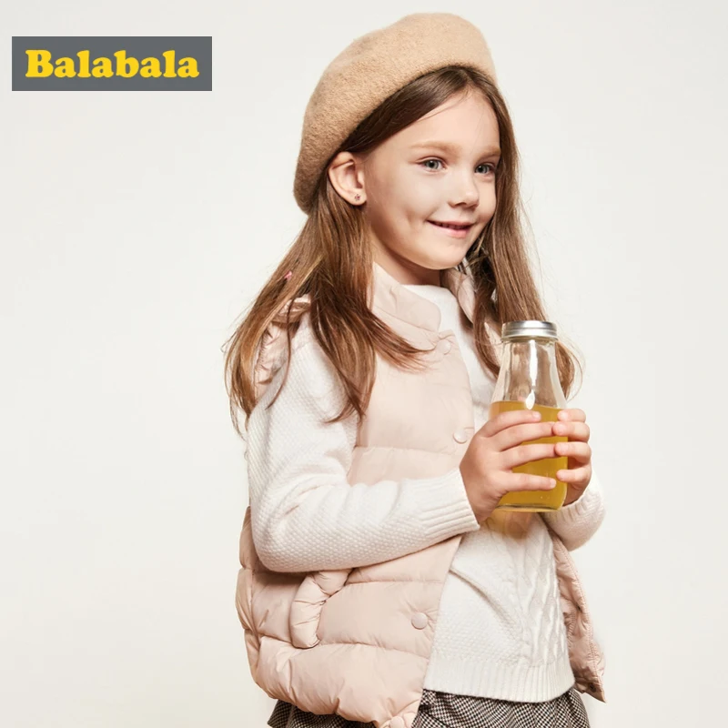 Balabala/стеганый легкий пуховый жилет для маленьких девочек со стоячим воротником