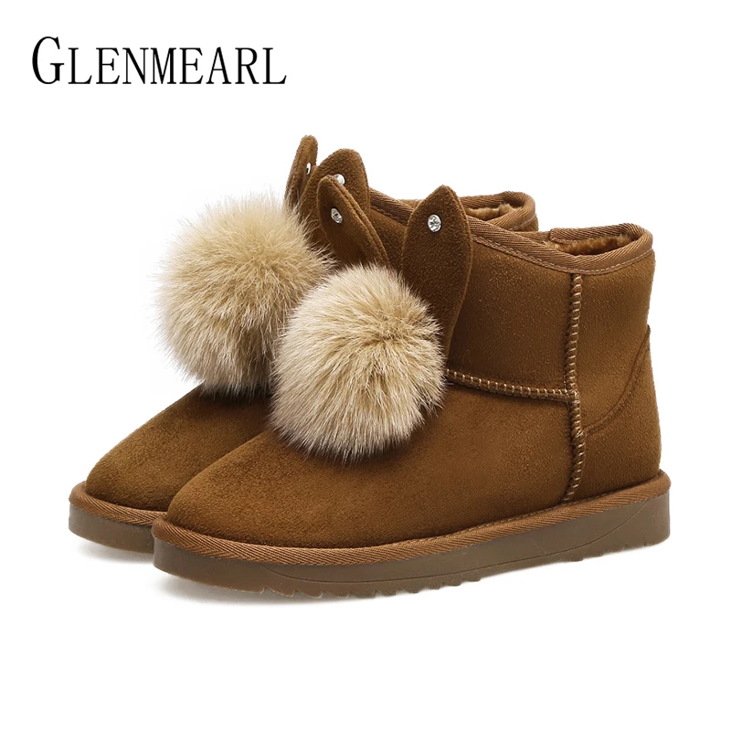 Genuine Leather Women Snow Boots Winter Shoes Platform Ankle Boots Woman Suede Warm Plush Rabbit Fur Casual Shoes Female New DE Genuine Leather Women Snow Boots Winter Shoes Platform Ankle Boots Woman Suede Warm Plush Rabbit Fur Casual Shoes Female New DE