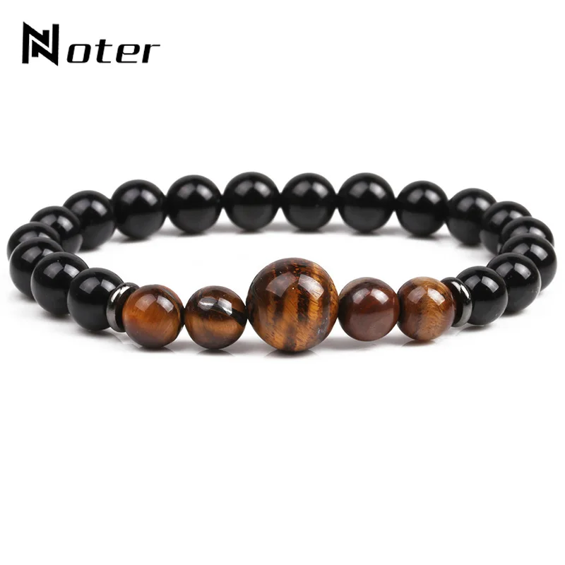 

12mm and 8mm Tiger eyes Natural Stone Bracelet Yoga Meditation Buddha Braslet For Men Hand Jewelry accessories Armband Heren