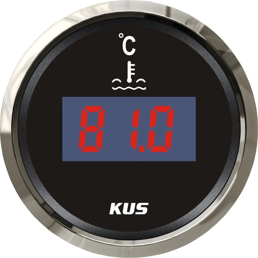 KUS 52 мм Автомобильный лодочный цифровой измеритель температуры воды для автомобиля Turbo Boost Индикатор температуры воды 25-120 Цельсия 12 В 24 В