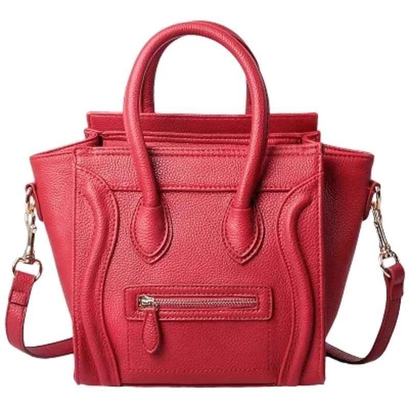 

Litchi pattern 2019 fashion new mini bag female shoulder bag Messenger bag smile handbag