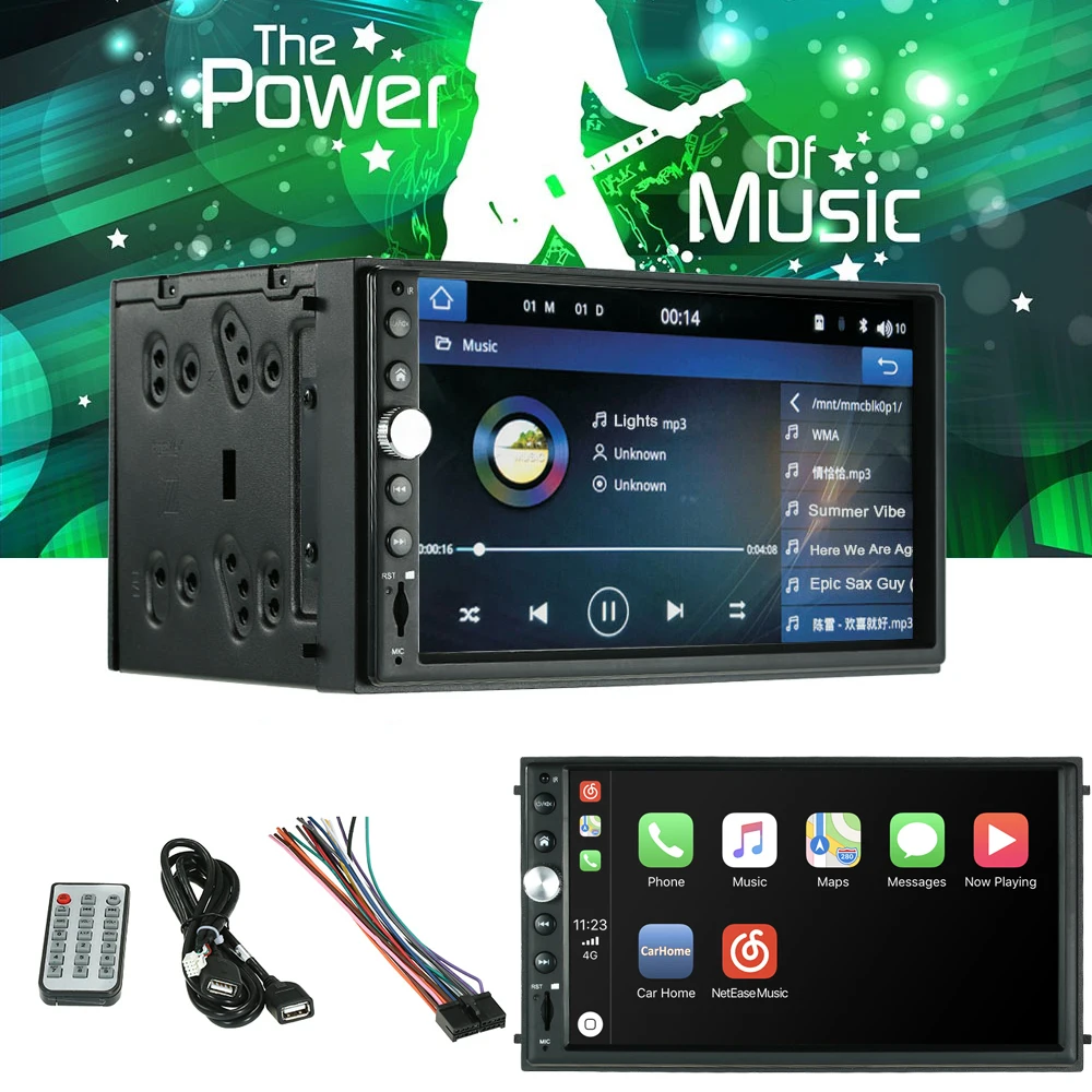 Perfect Car Audio Touchscreen Player 7" Double Din HD BT AM/FM with Rearview Camera for iPhone Android Phones 2