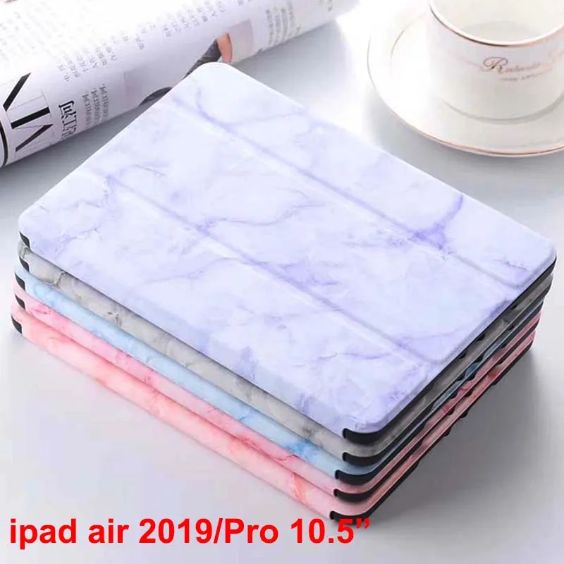 

Marble Grain Case For iPad air 3 2019 Pro 10.5" PU leather + Soft TPU Pencil Pen Slot 3 Level Smart Stand Shockproof Case Cover