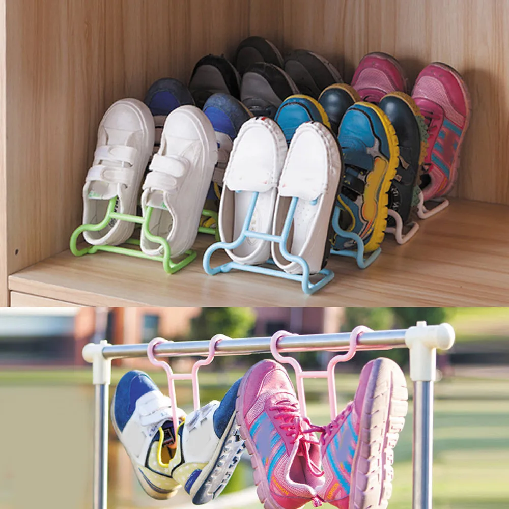 

2PCS/Set Multi-Function Shelf Drying Rack Shoe Rack Stand Hanger Children Kids Shoes Hanging Storage Wardrobe Organizer