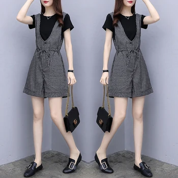 

Large Big Size Plaid 2 Piece Set Women Ensemble Femme Deux Pieces Year-old Female Costume Women's Summer Suit Conjunto Feminino
