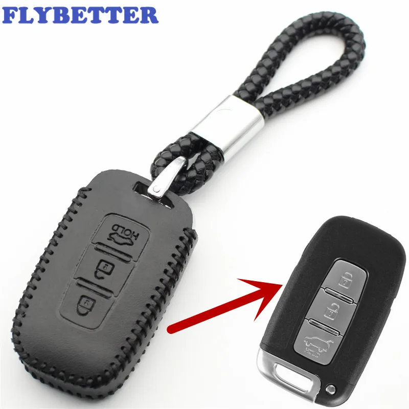 

FLYBETTER Genuine Leather 3B Smart Key Case Cover For Hyundai Sonata/Elantra/I30/IX35 For Kia K5/Sportage R/Sorento/Forte L101