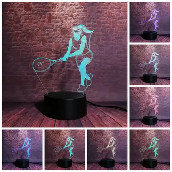 

Tennis Figure Sport Model Juguets 3D Illusion Nightlight Flash LED 7 Colors Changing Light Flash Home Decor Toys