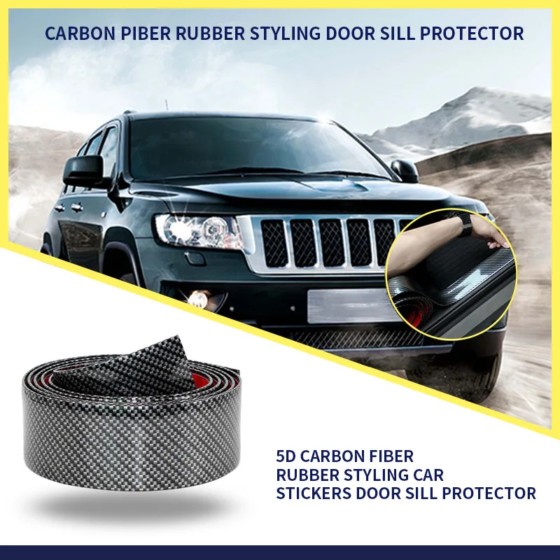 

Car Stickers 5D Carbon Fiber Rubber Door Sill Protector Goods Anti-collision Bar for KIA Toyota Audi Mazda Ford Etc Accessories