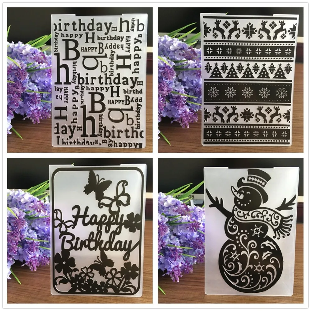  16 styles Merry Christmas Best Wishes plastic embossing folders for scrapbooking paper card photo a - 32905892716