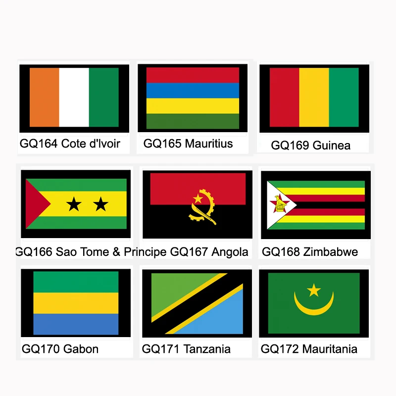 

5 pieces Cote d'lvoir Mauritius Sao Tome & Principe Angola Zimbabwe Guinea Gabon Tanzania Mauritania flag flags and banners