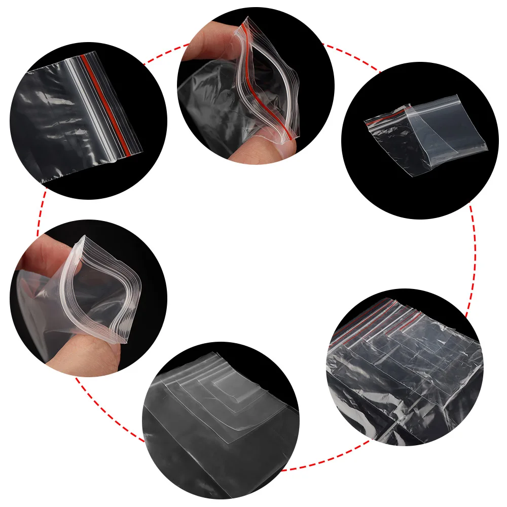 17 размеров, 100 шт., герметичные прозрачные пластиковые пакеты с застежкой-молнией, полиэтиленовые пакеты с застежкой-молнией, многоразовые конфетные пакеты для хранения закусок