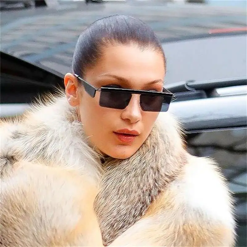 80 квадратных оправ тонированные черные солнцезащитные очки металлические ретро оттенки для женщин известный бренд женские очки знаменитостей rihana UV