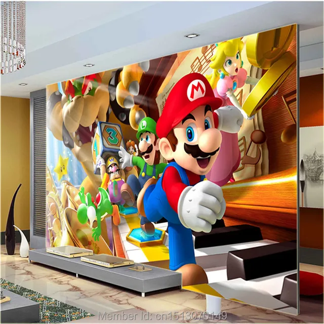Custom Large Photo wallpaper Super Mario Wall Mural Classic Games