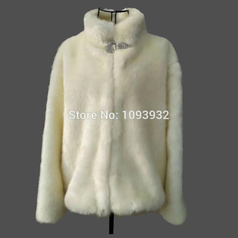 Большой размер 5XL 6XL, куртка-болеро из искусственного меха для женщин, теплое зимнее пальто из кроличьего меха, норка куница, шуба, пальто с воротником-стойкой - Цвет: Белый