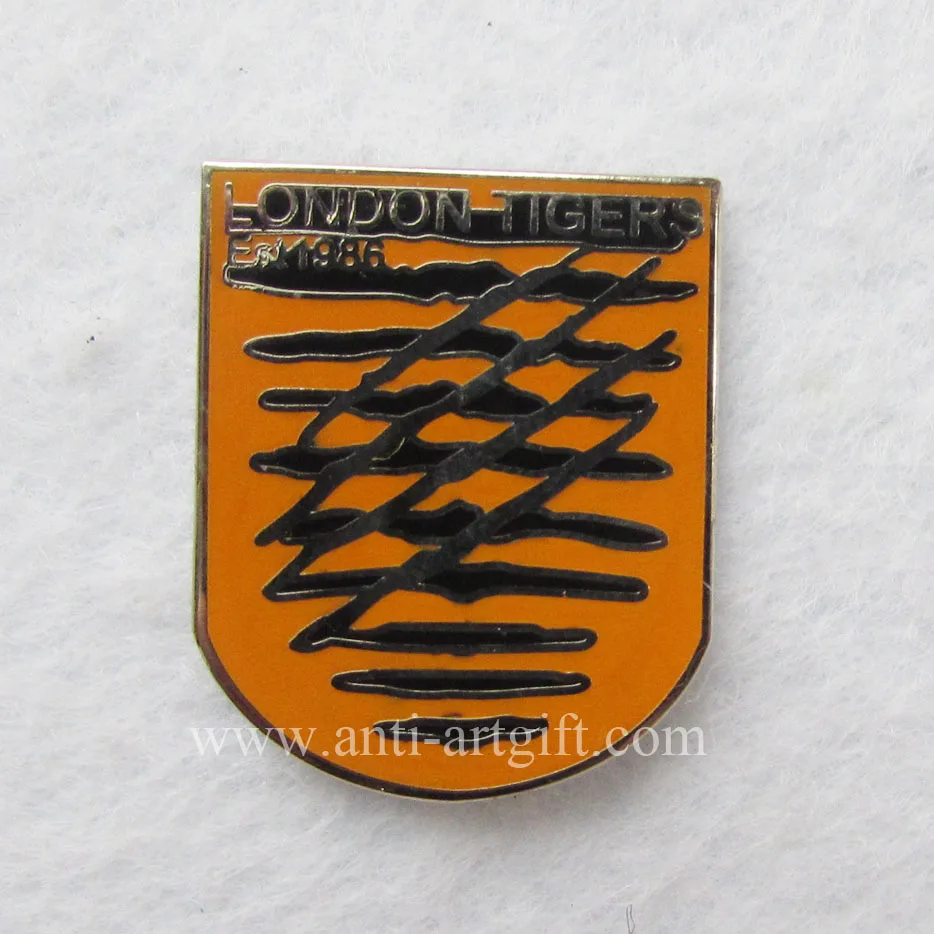 

Custom soft enamel lapel pins with gold plated yellow color black color letter of metal badges deisgn emblems high quality