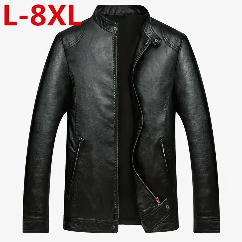 

plus size 8XL Men Leather Jacket Genuine Real Sheep Goat skin Brand Black Male Bomber Motorcycle Biker Man's Coat Autumn Spring