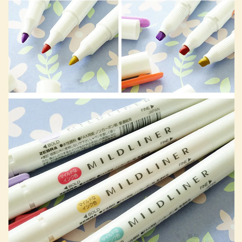 1pcs Kawaii Japanese Zebra Mild Liner Highlighter Pen Fluorescent Double Headed marker Pen Color Mark Pen Cute Stationery