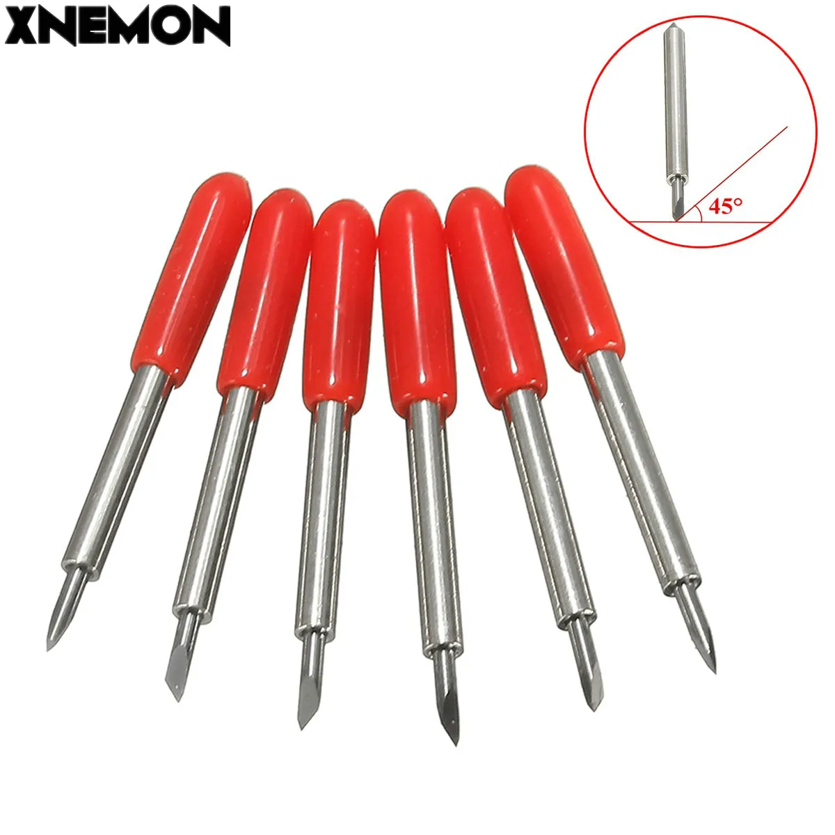 

XNEMON 6 PCS 45 Degree Roland Lettering Knife Cutting Plotter Blades Tool for Vinyl Cutter Blade Holder Engraving Tools