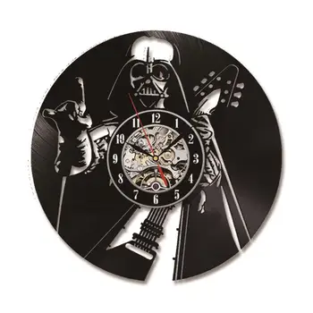 

Retro Vinyl Record 3D Wall Clock Movie Theme Hollow Starwars CD Clock Home Decor Wall Art Creative and Antique Style Mute Clock