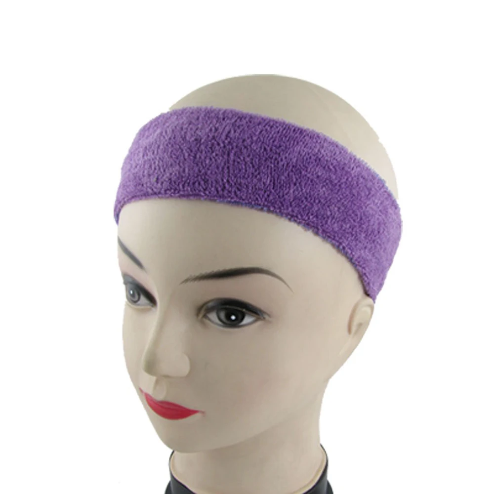 HOT SALE!Athletic s Terry Stretch Sweat Band Headband Purple 2 Pcshot