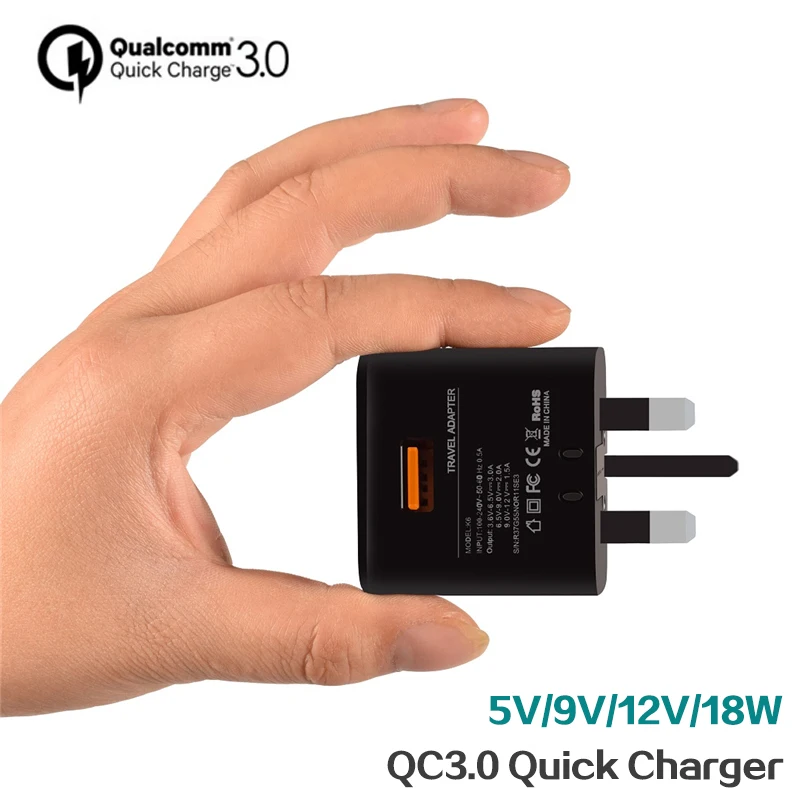 

Fast Charger adapter Dock Quick Charge QC3.0 UK Plug 18W 12V 9V 3A Fast charge USB For iPhone Samsung Huawei Universal