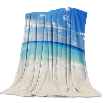 

Tropical Beach Blue Sea Throw Blanket Soft Warm Microfiber Blanket Flannel Blanket
