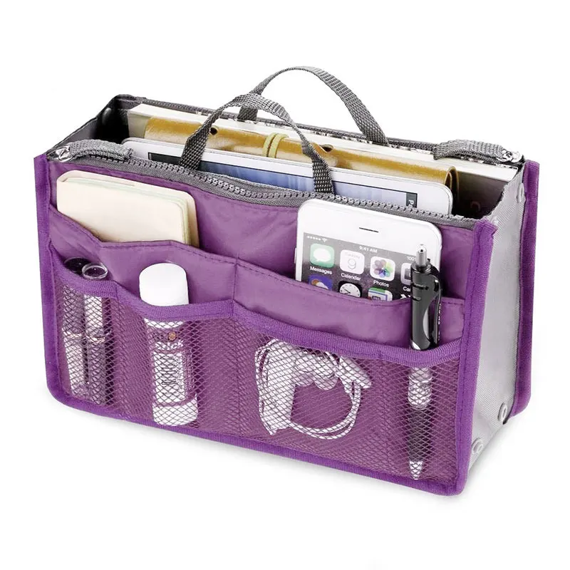 Женская Портативная сумка для хранения на двойной молнии, сумка для хранения косметики, органайзер для макияжа, Повседневная дорожная сумка TB, распродажа - Цвет: Фиолетовый