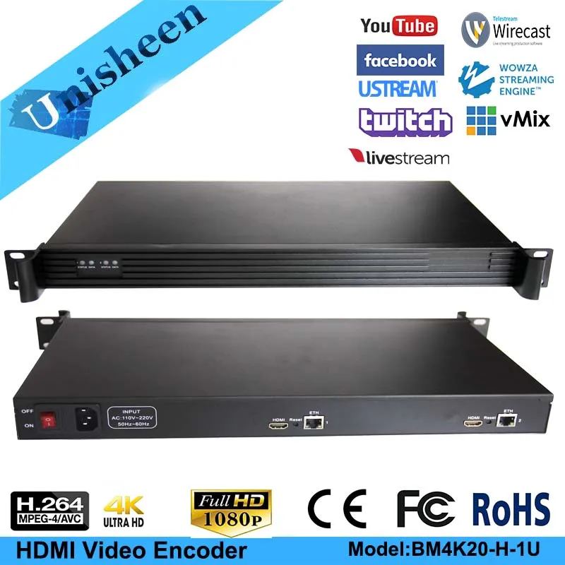 Двухканальный HDMI кодировщик MPEG 4 AVC/H.264 4K UHD замена HD карты видеозахвата потоковый