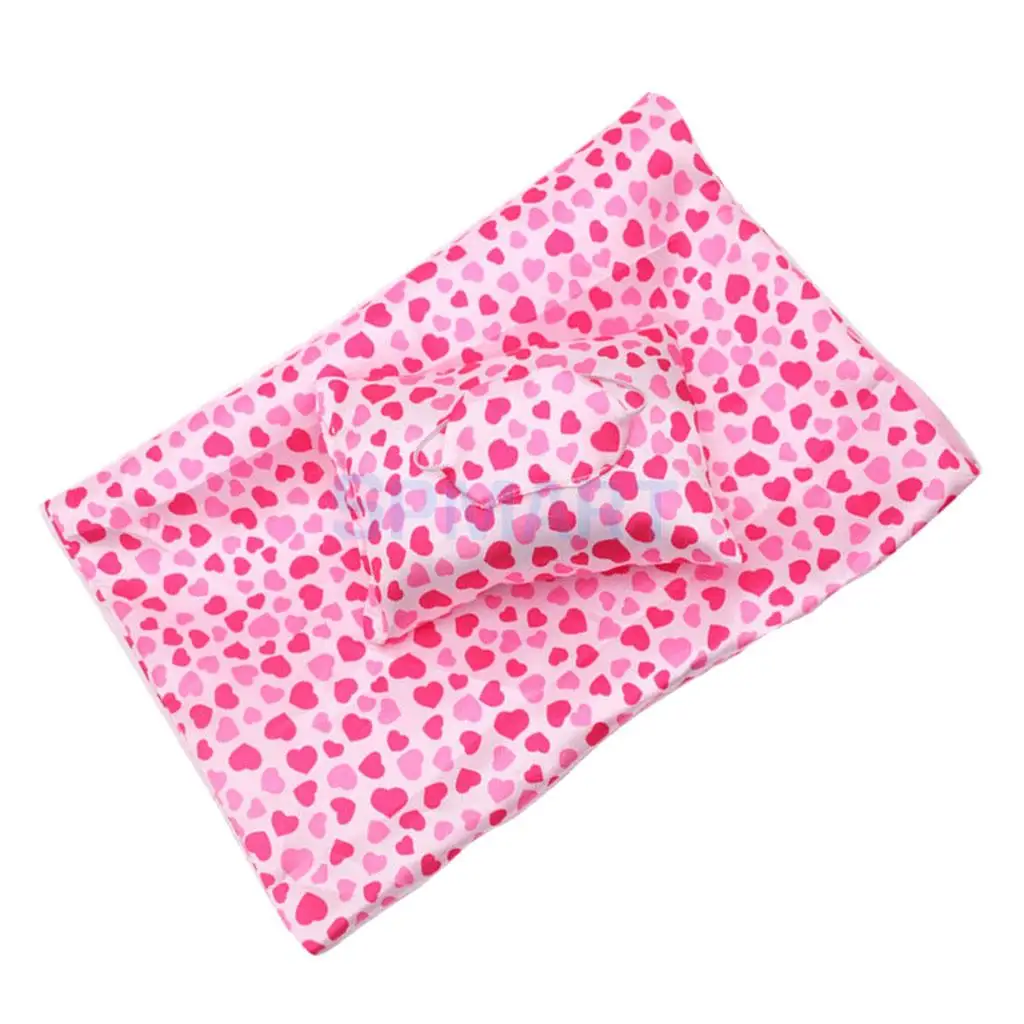 New Arrival Lovely Sleeping Sack with Pillow Set for 18 Inch Girl Doll Accessory Toy Pink