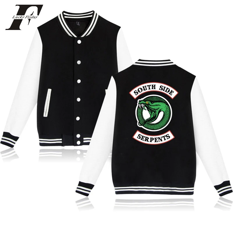 

LUCKYFRIDAYF 2018 Riverdale cotton long sleeve o neck Baseball Jacket bomber jacket Women/Men south side serpents winter