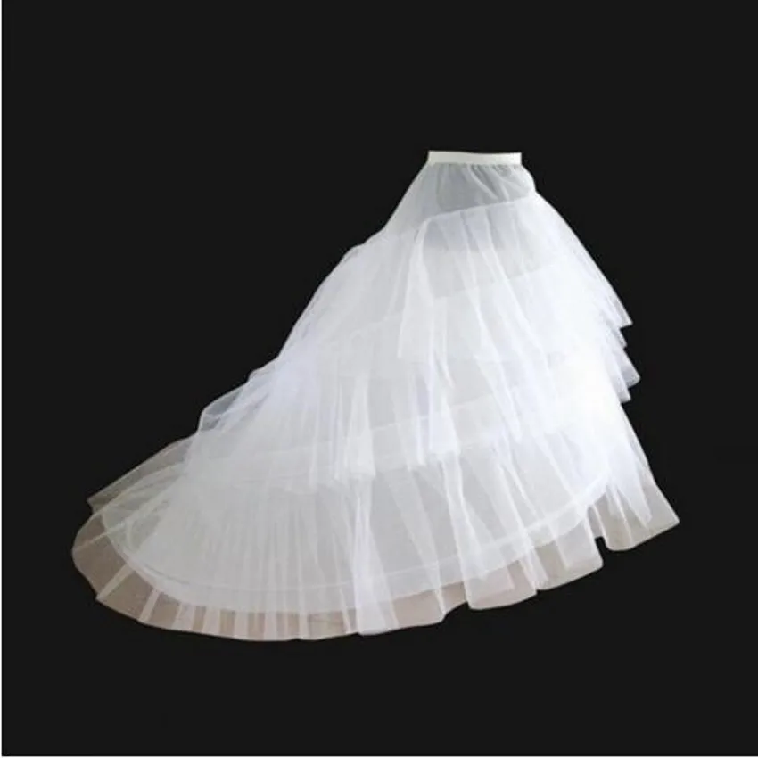White-High-Low-Petticoat-For-Wedding-Dresses-Long-Tail-Two-Crinoline-Three-Layers-Yarn-Wedding-Accessories