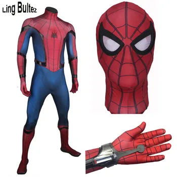 

Ling Bultez High Quality Homecoming Spiderman Shooter With Costume Tom Spiderman Suit With 3D Logo New Tom Spiderman Cosplay