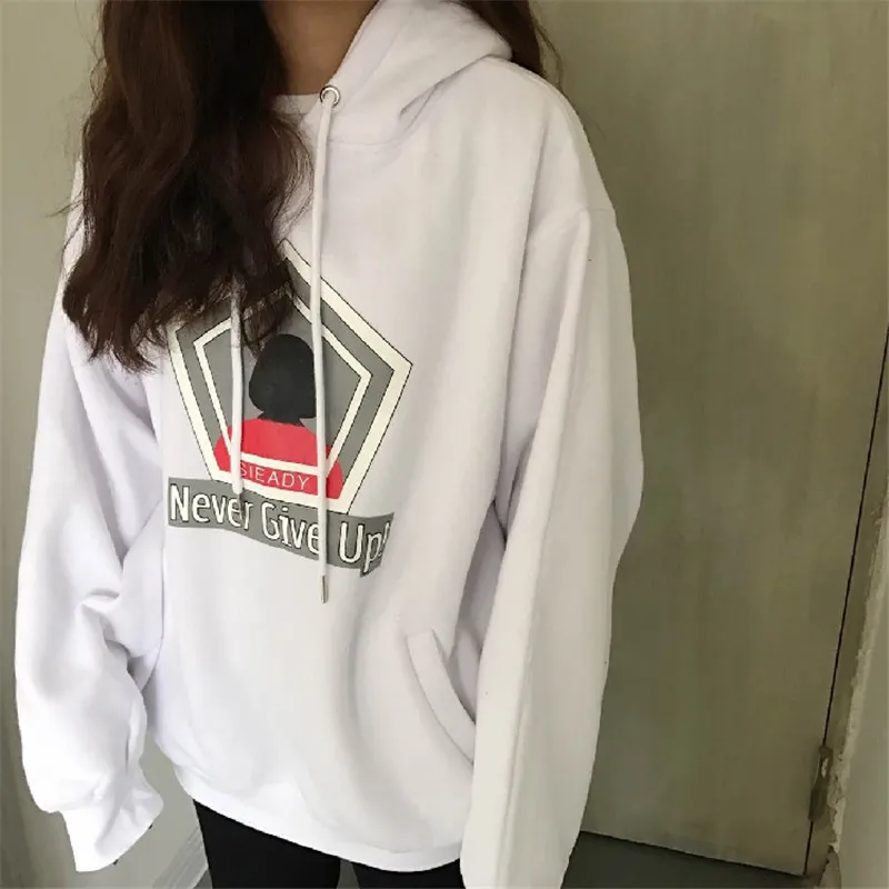 2018 Women Print Hoodies Sweatshirts Outerwear Thickened Harajuku Clothes Feminina Loose Female Casual Student Coat Warm Girl's Hoodies