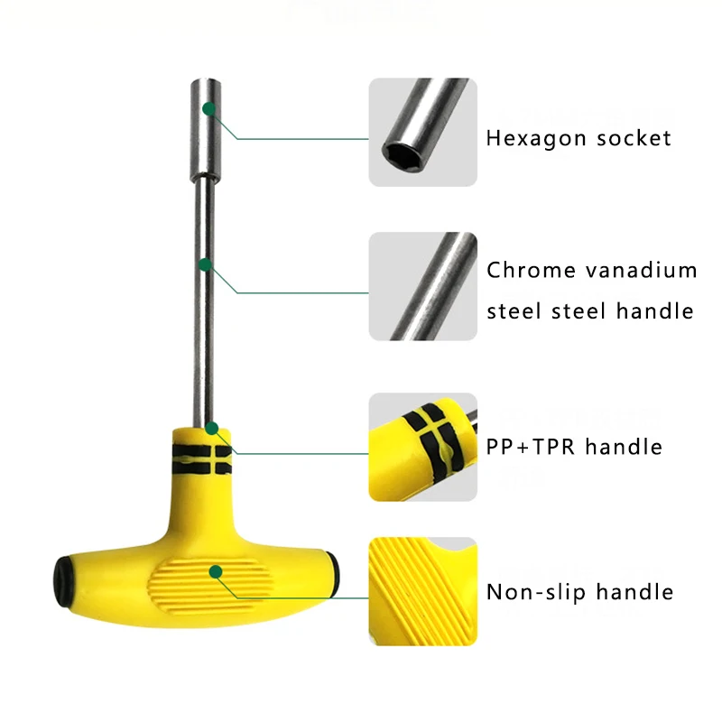 Новинка, Прямая поставка, многофункциональный Т-образный торцевой ключ, отвертка, хлебная ручка, набор, черный, желтый