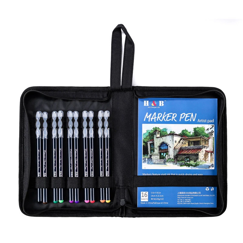 

H&B Watercolor Pen Set 10 Color Comic Hook Line Soft Watercolor Painting Stationery 10 Water-color Pens +A5 Painting Book New