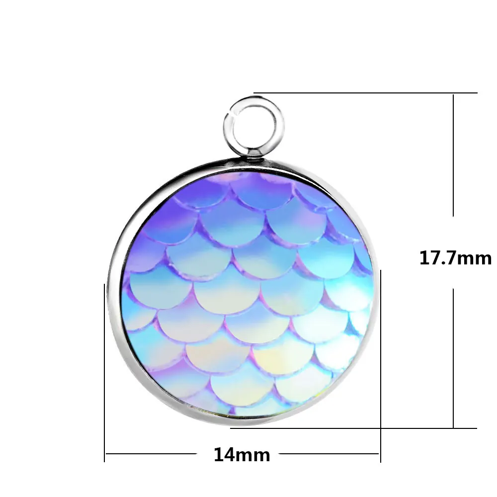 12 teile/los 14mm edelstahl Meerjungfrau Skala Charme Für Schmuck Machen DIY 12 farben fischschuppen Anhänger-schmucksachen