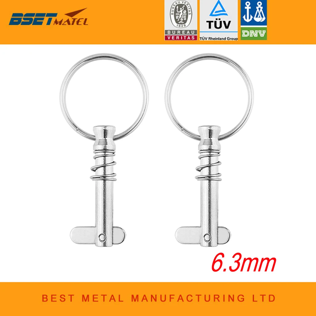 

2 pcs 6.3mm Stainless Steel 316 Quick Release Pin with ring for Boat Bimini Top Deck Hinge Marine hardware