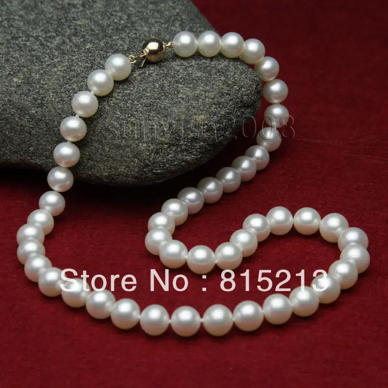 

FREE SHIPPING>>>@@ > N602 Freshwater Cultured White Pearls Necklace in Natural Cream 14KT gold clasp
