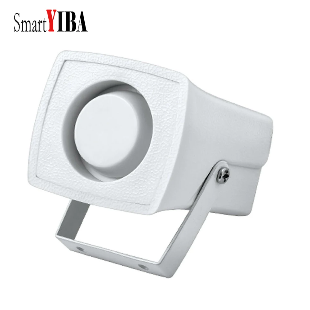 

SmartYIBA Hot Selling Mini Horn White Alarm Siren 105db sound alarm DC12V Wired Indoor Siren for Home house alarm system